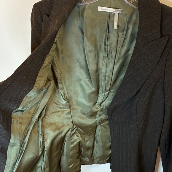 Classiques Entier Dark Gray with Subtle Green Pinstripe Blazer - Picture 10 of 11